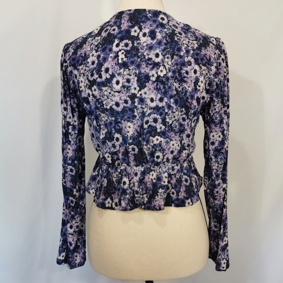 Aritzia's Sunday Best Tie Front Cropped Ruffled Peplum Blouse - Sz S - Picture 5 of 10